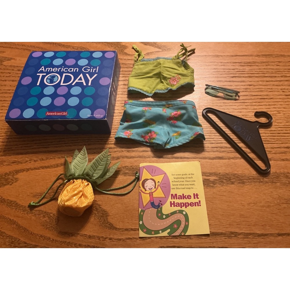 American Girl Today Tropical Breeze Outfit Tankini Pineapple Bag Sunglasses Box